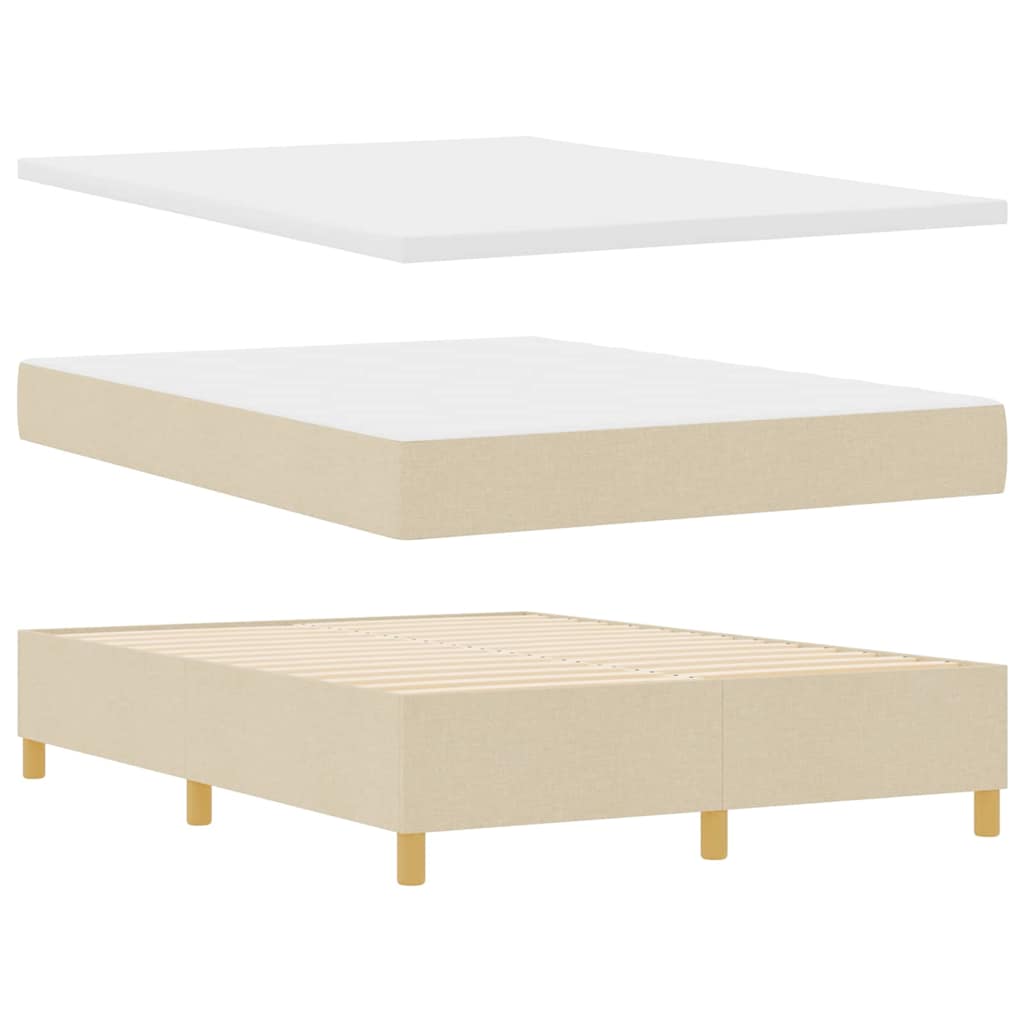 LED Box Spring Krevet s uzglavljem Krema 140 x 190 cm tkanina