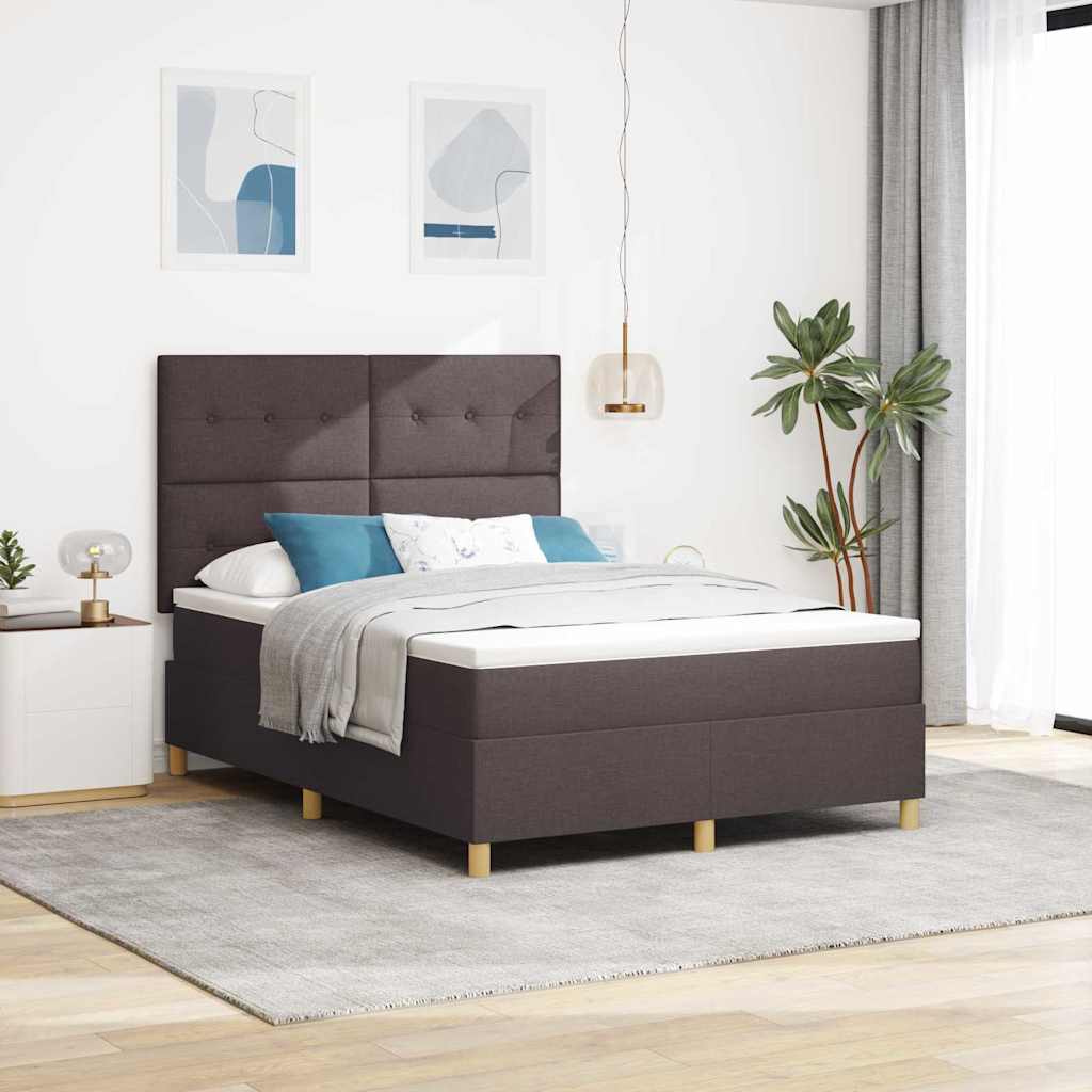 LED Box Spring Krevet Tamno smeđa 140 x 200 cm tkanina