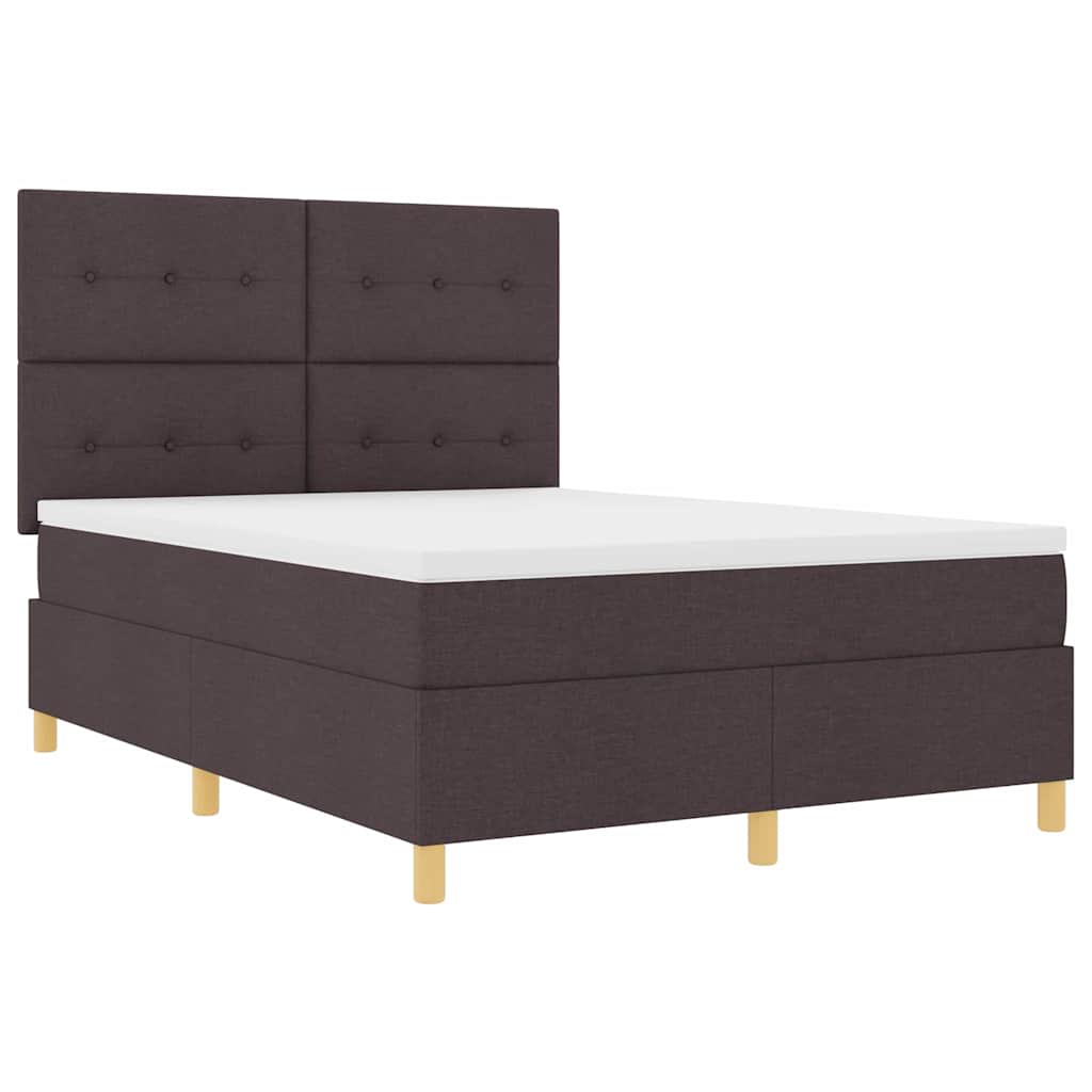 LED Box Spring Krevet Tamno smeđa 140 x 200 cm tkanina