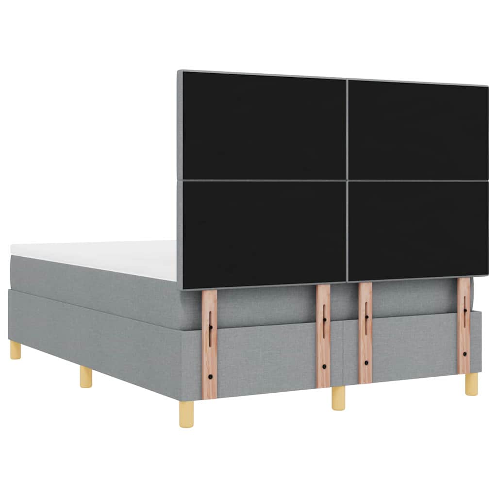 LED Box Spring Krevet Svijetlo siva 160 x 200 cm tkanina