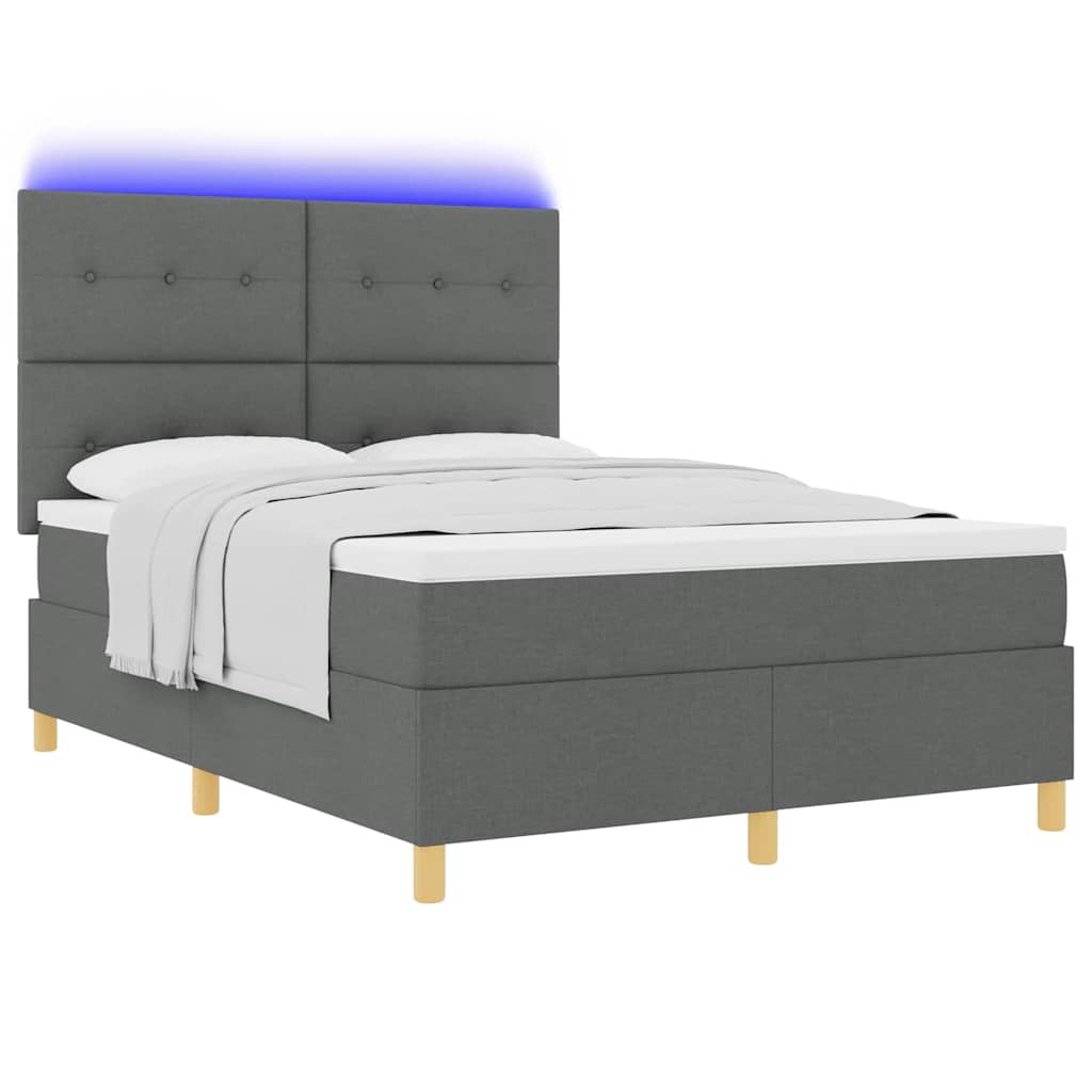 LED Box Spring Krevet Tamno siva 160 x 200 cm tkanina