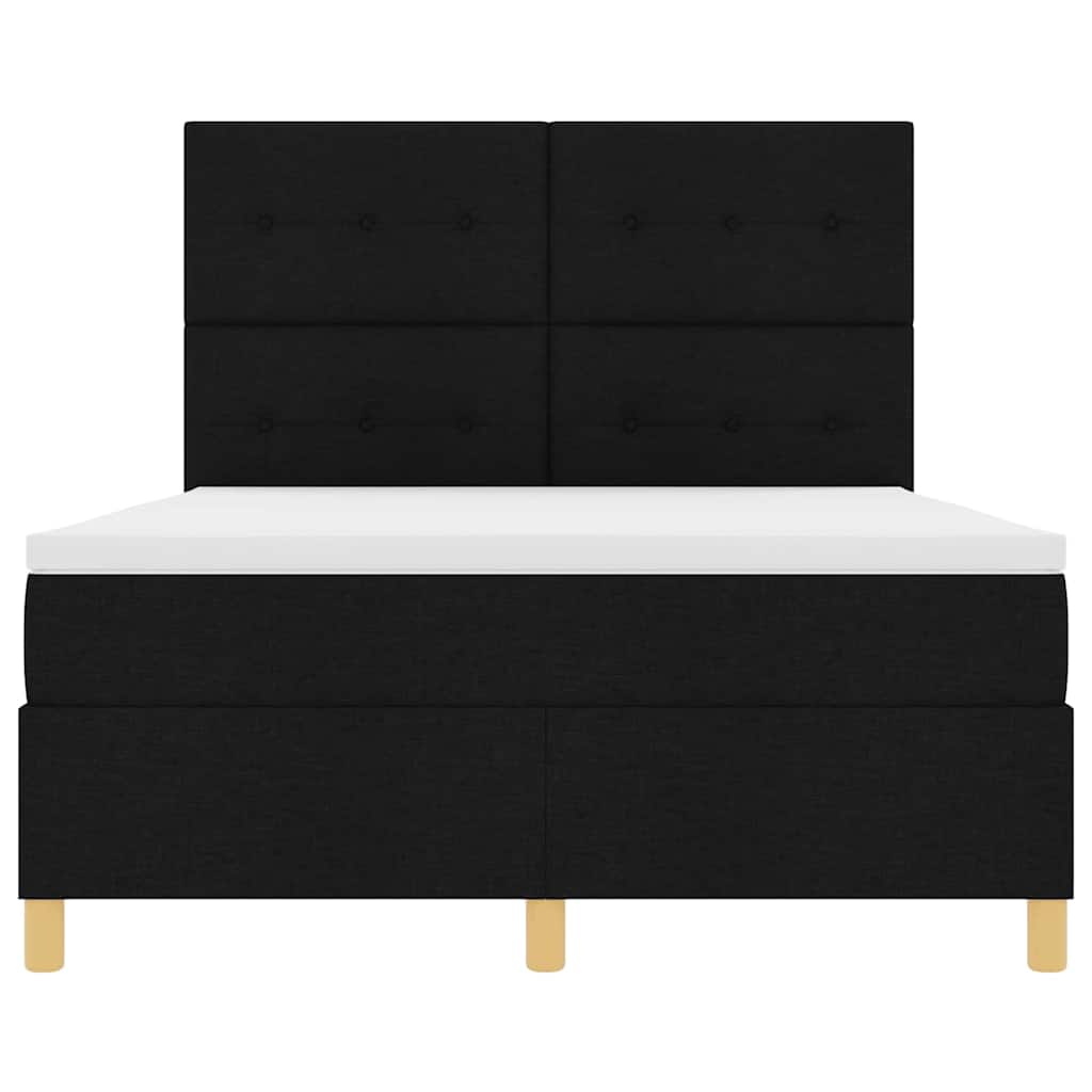 LED Box Spring Krevet s madracem Crna 160 x 200 cm tkanina