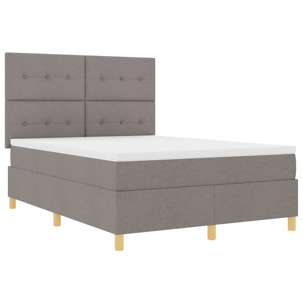 LED Box Spring Krevet Sivo-smeđa 160 x 200 cm tkanina