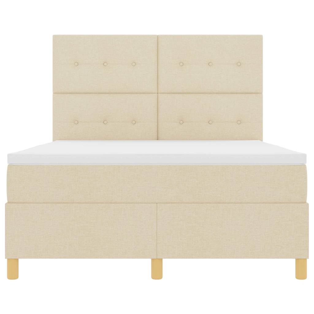 LED Box Spring Krevet s madracem Krema 160 x 200 cm tkanina