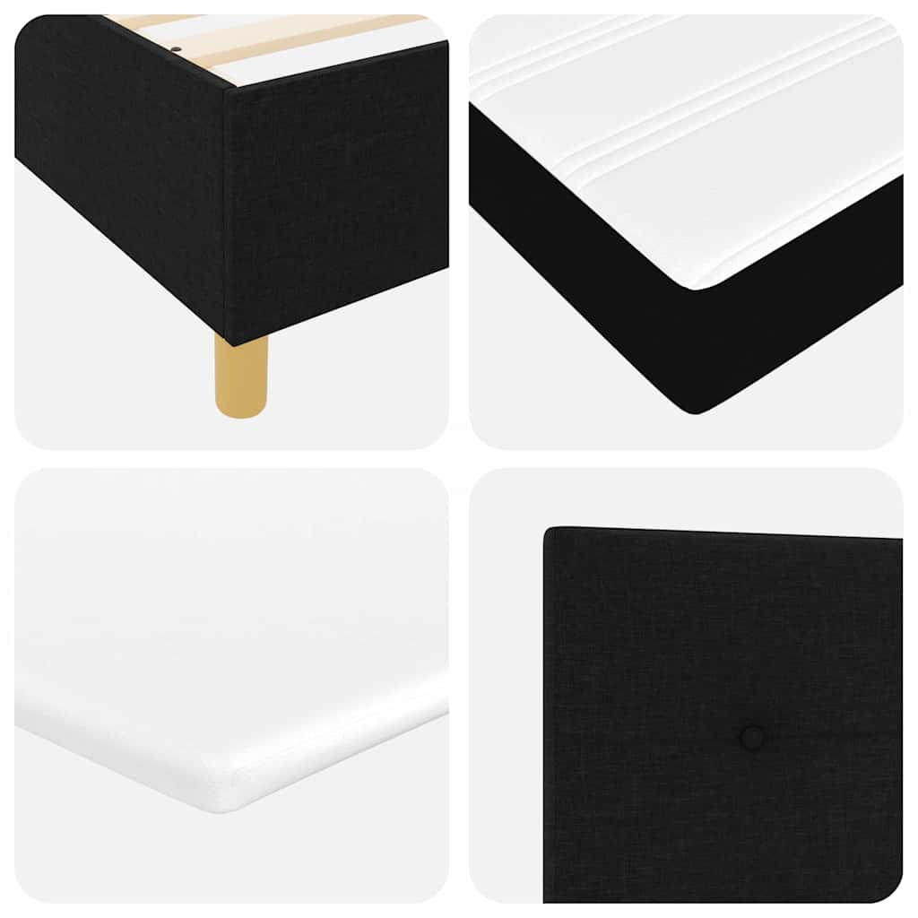 LED Box Spring Krevet s madracem Crna 180 x 200 cm tkanina