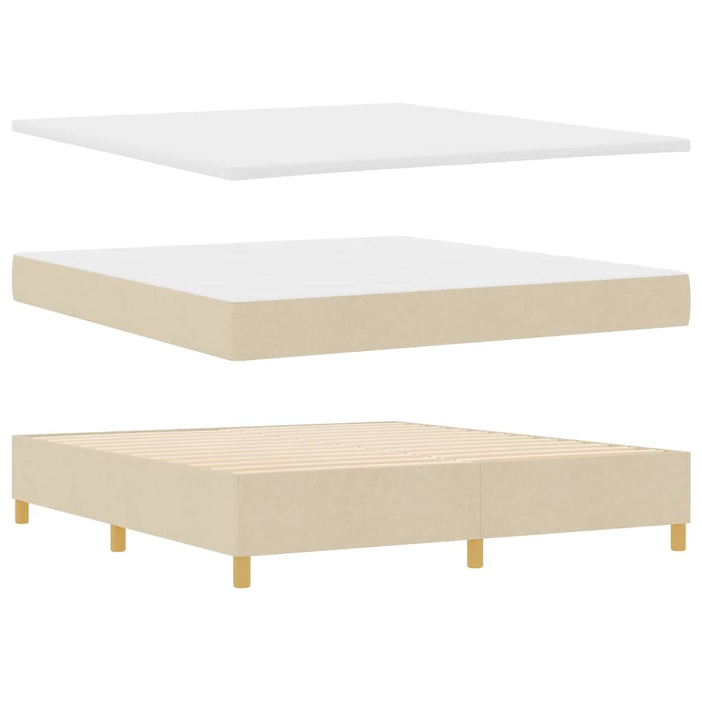 LED Box Spring Krevet s madracem Krema 180 x 200 cm tkanina