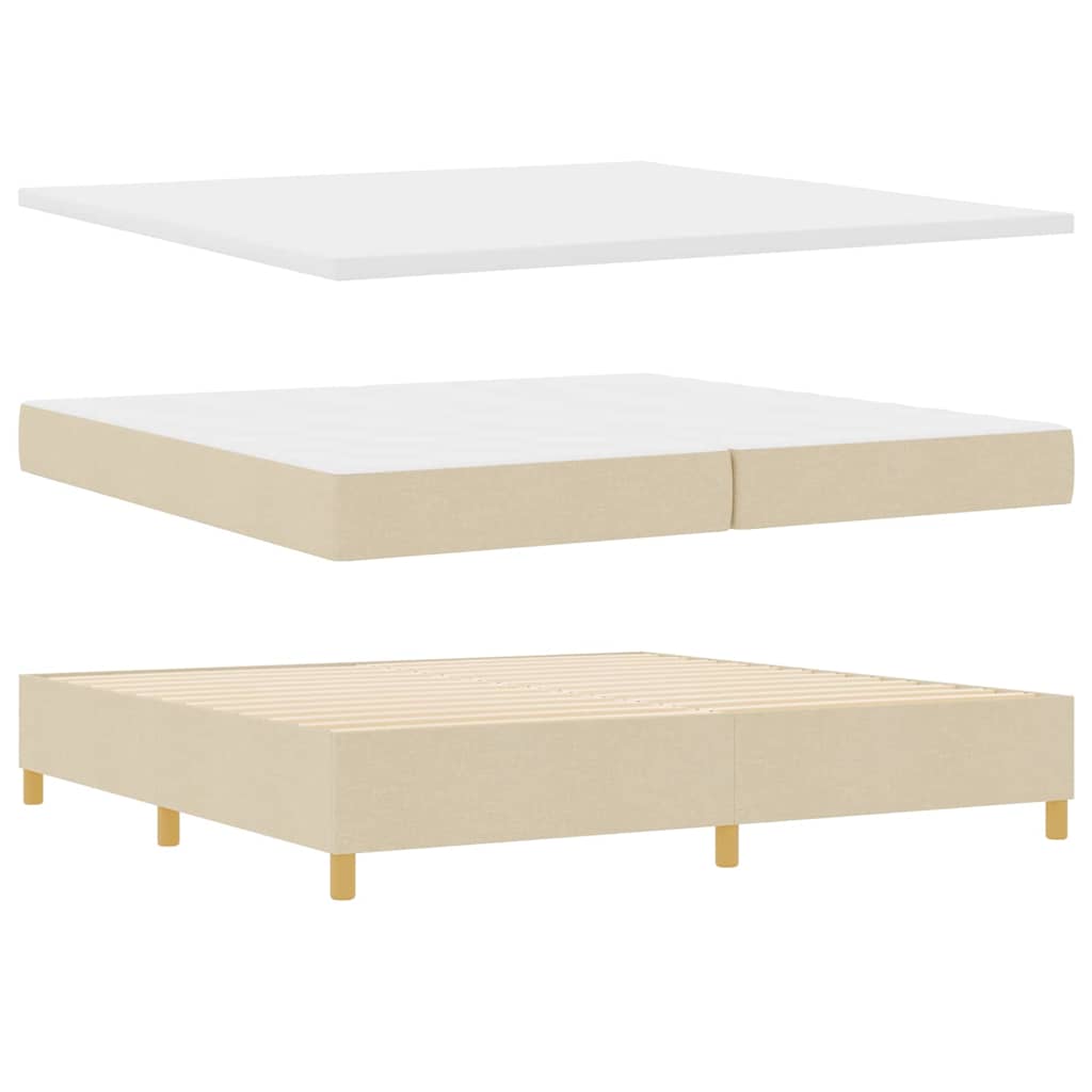 LED Box Spring Krevet s uzglavljem Krema 200 x 200 cm tkanina