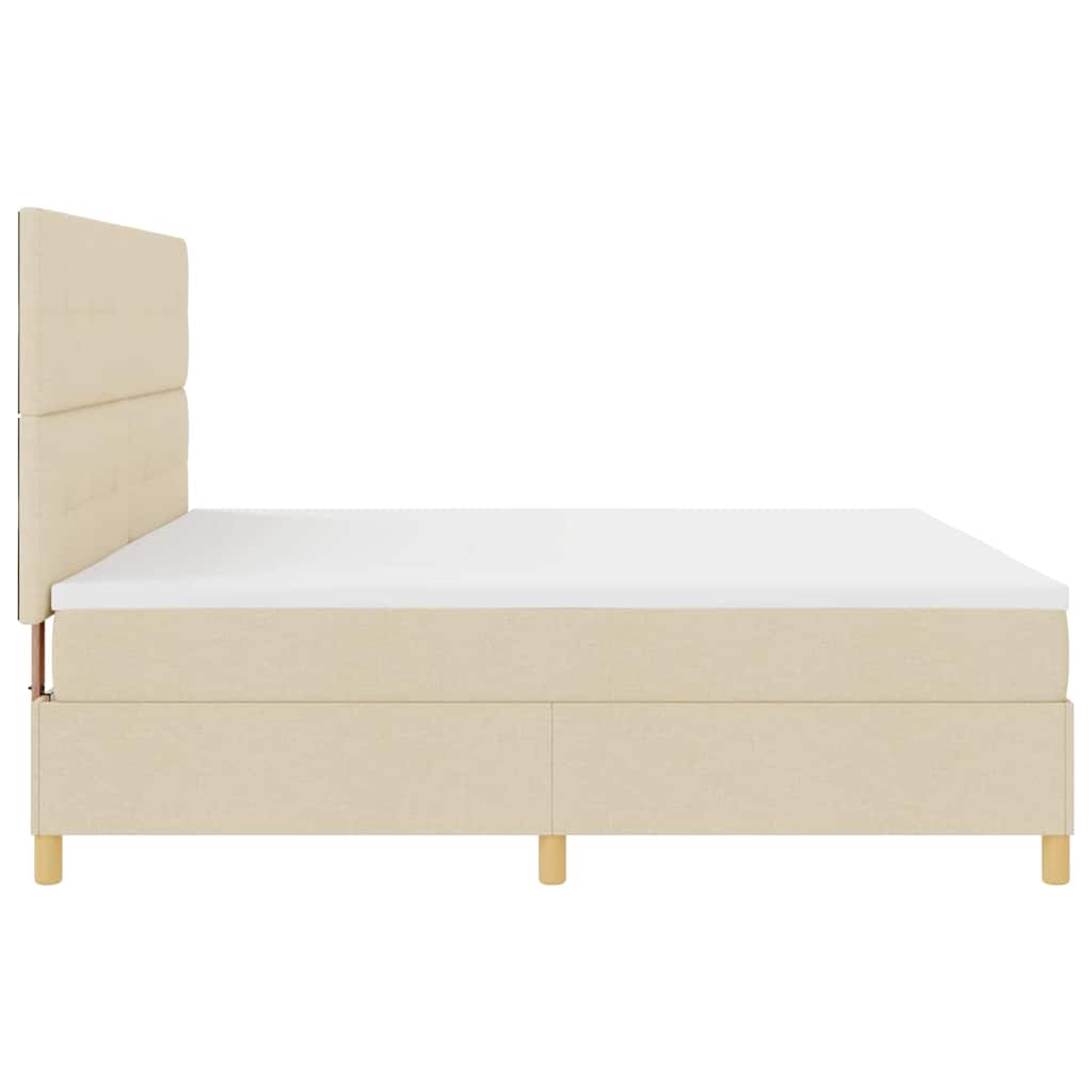 LED Box Spring Krevet s madracem Krema 200 x 200 cm tkanina