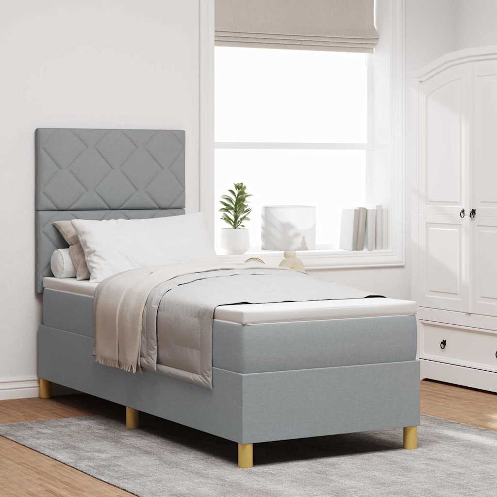 LED Box Spring Krevet Svijetlo siva 80 x 200 cm tkanina