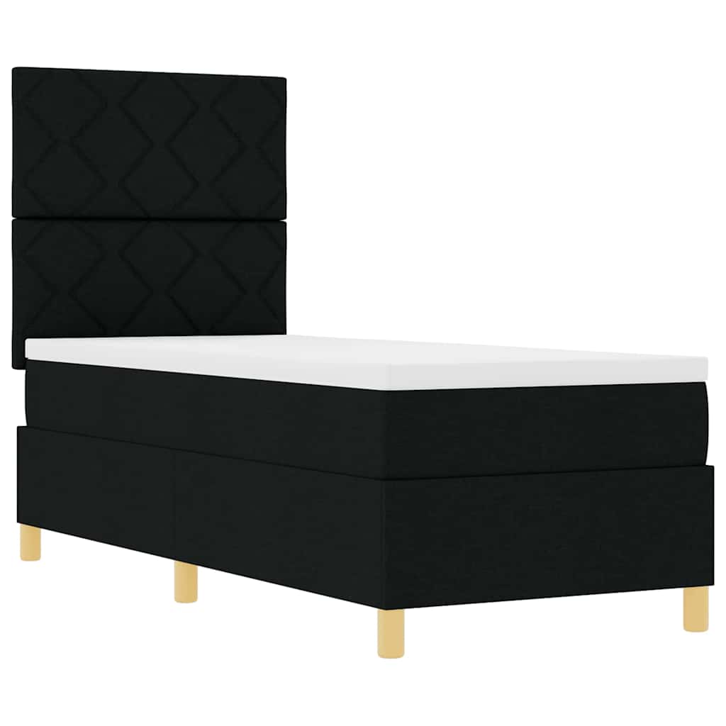 LED Box Spring Krevet s madracem Crna 80 x 200 cm tkanina