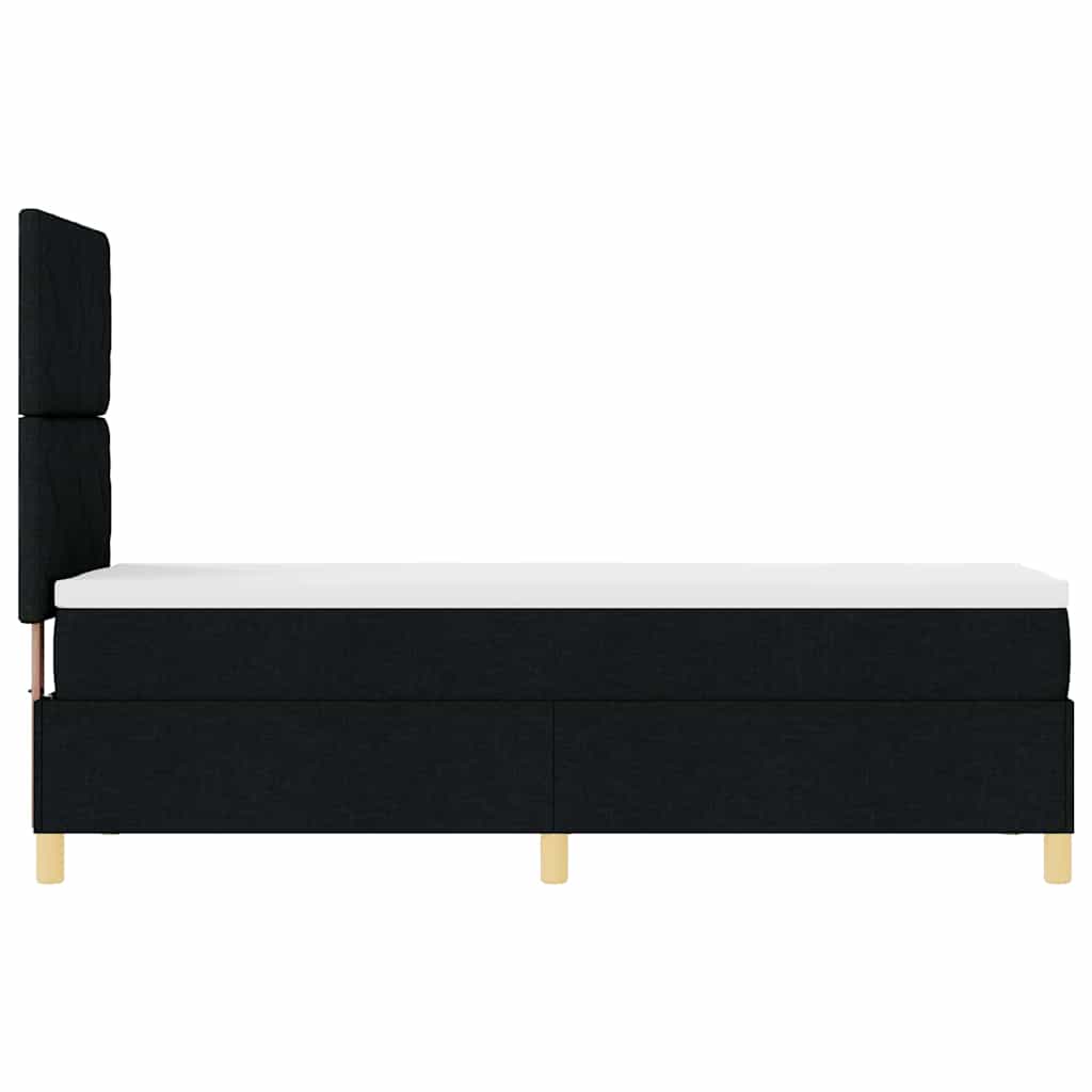 LED Box Spring Krevet s madracem Crna 80 x 200 cm tkanina