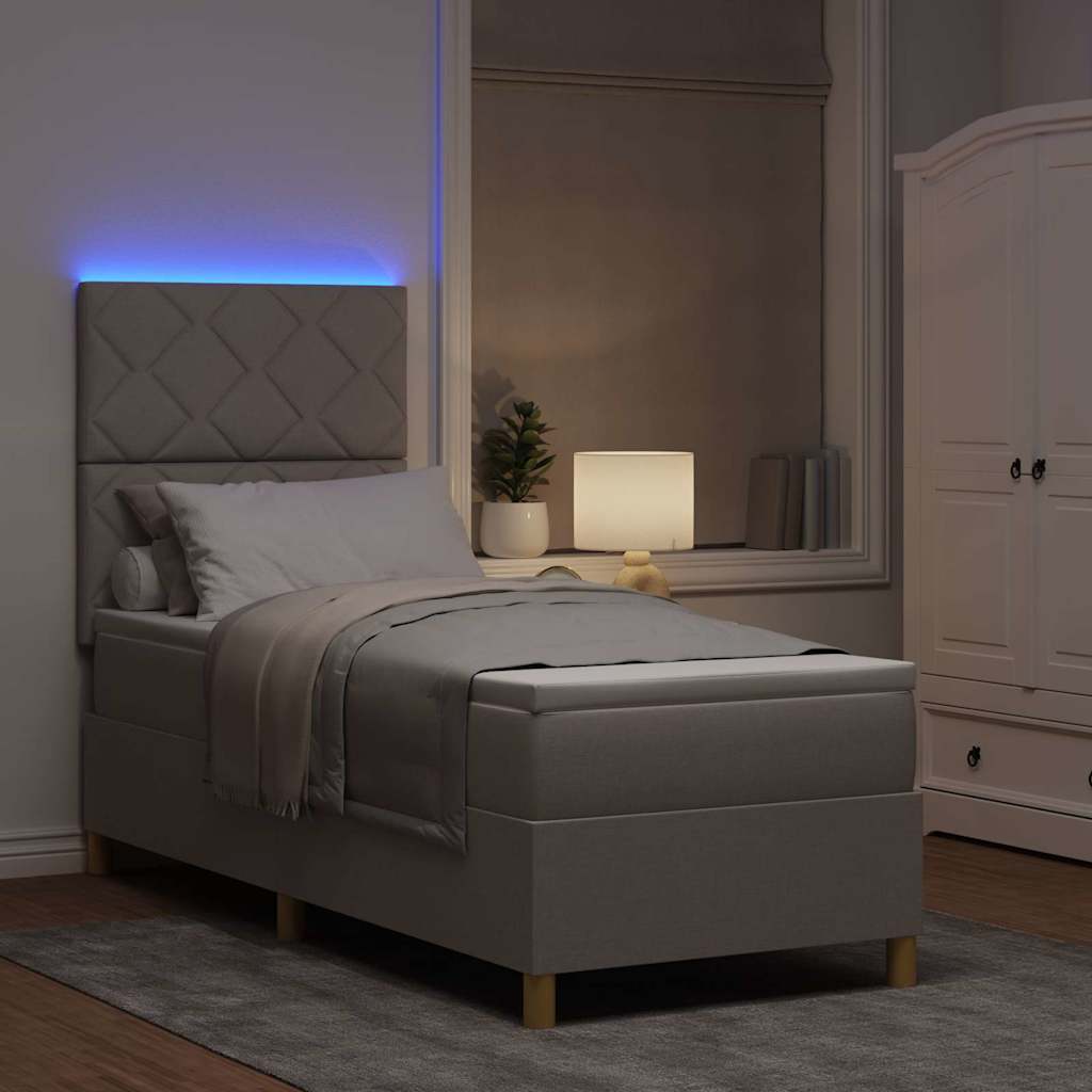 LED Box Spring Krevet s madracem Sivo-smeđa 80 x 200 cm tkanina