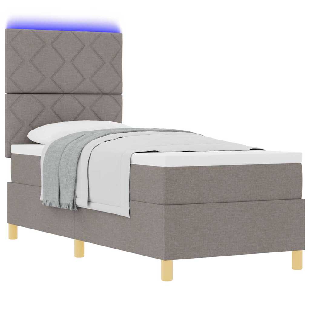 LED Box Spring Krevet s madracem Sivo-smeđa 80 x 200 cm tkanina