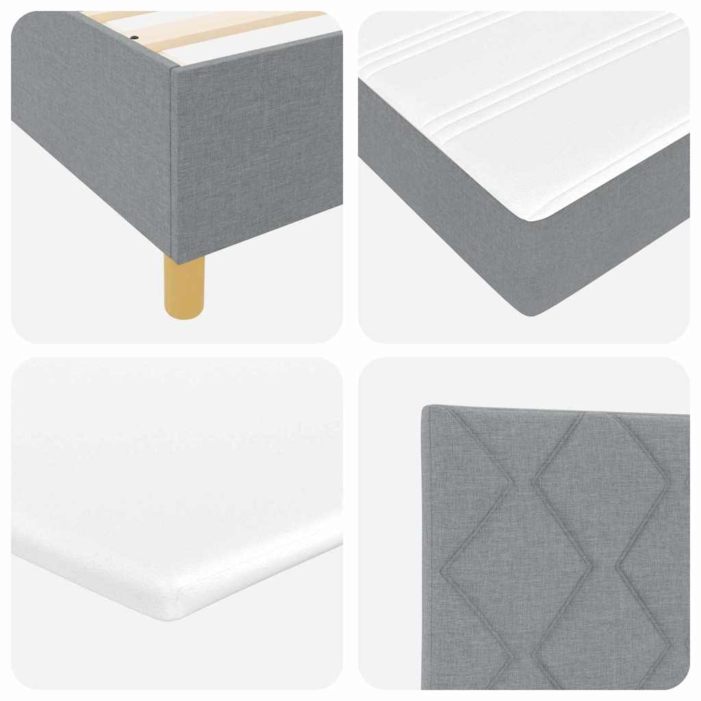 LED Box Spring Krevet Svijetlo siva 100 x 200 cm tkanina
