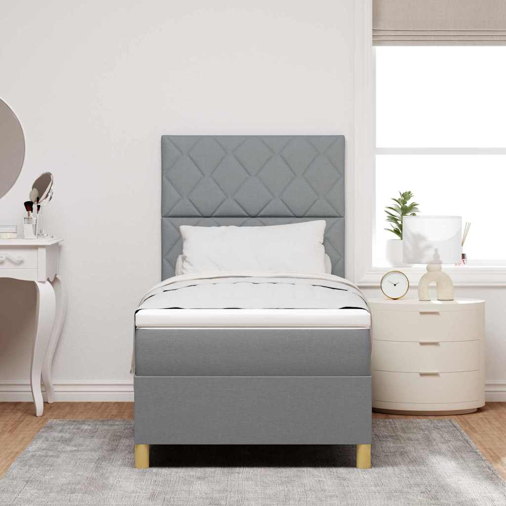 LED Box Spring Krevet Svijetlo siva 100 x 200 cm tkanina
