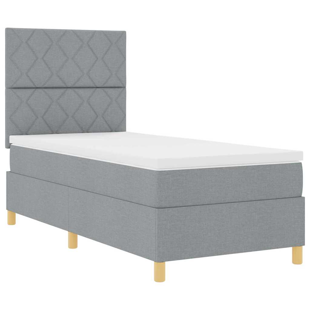 LED Box Spring Krevet Svijetlo siva 100 x 200 cm tkanina
