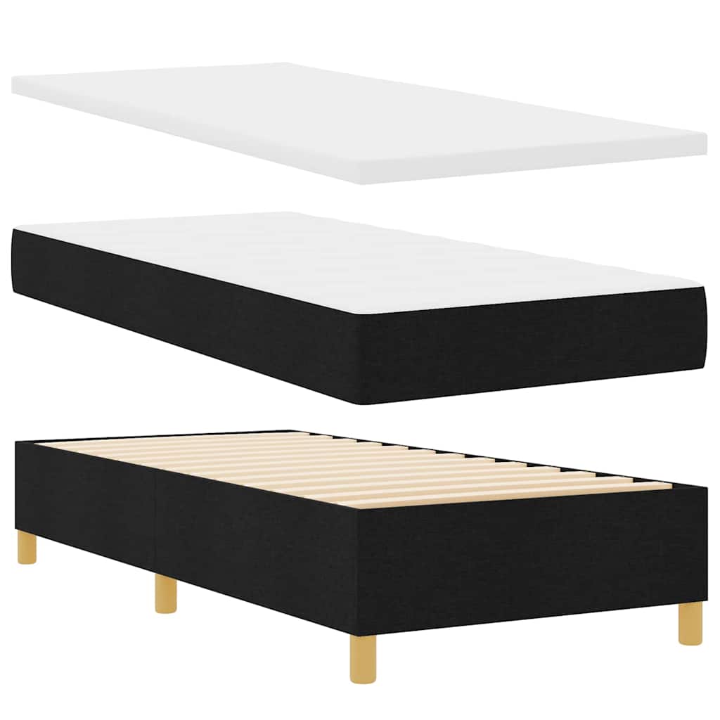 LED Box Spring Krevet s madracem Crna 100 x 200 cm tkanina