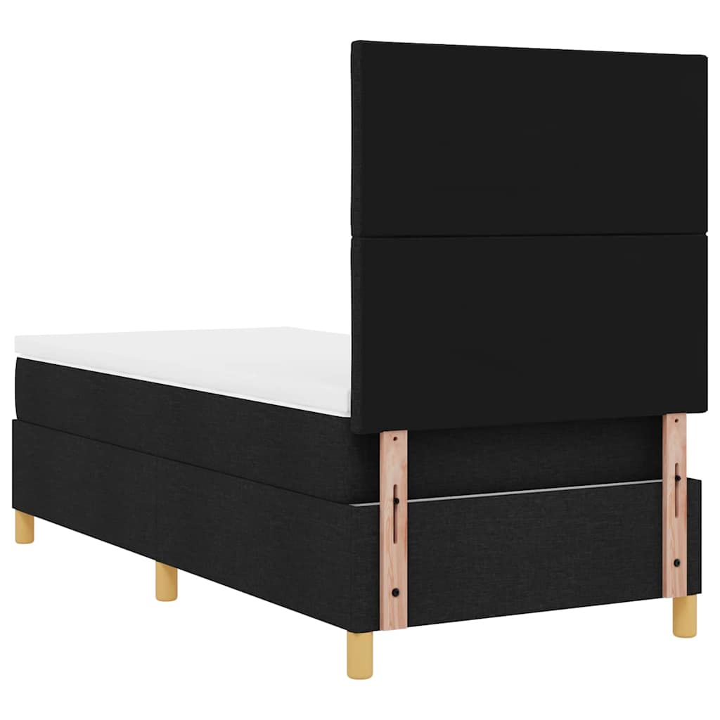 LED Box Spring Krevet s uzglavljem Crna 100 x 200 cm tkanina