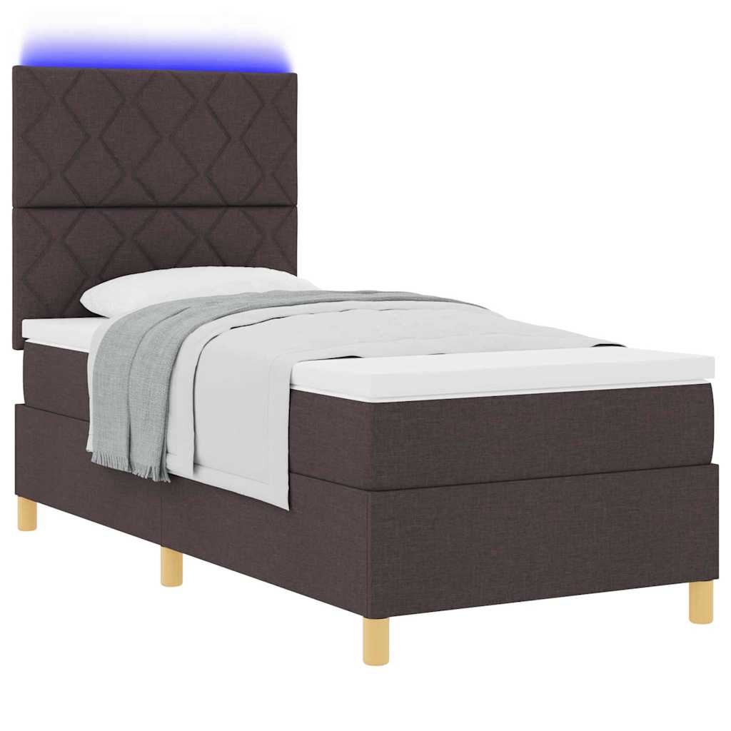 LED Box Spring Krevet Tamno smeđa 100 x 200 cm tkanina