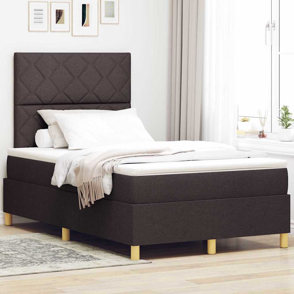 LED Box Spring Krevet Tamno smeđa 120 x 190 cm tkanina