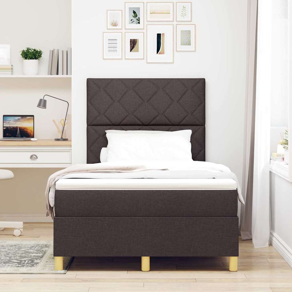 LED Box Spring Krevet Tamno smeđa 120 x 190 cm tkanina