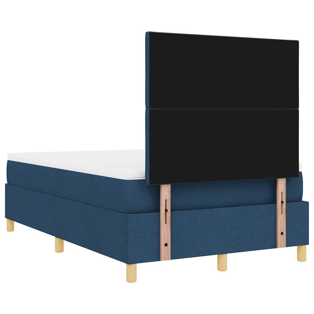 LED Box Spring Krevet s madracem Plava 120 x 190 cm tkanina