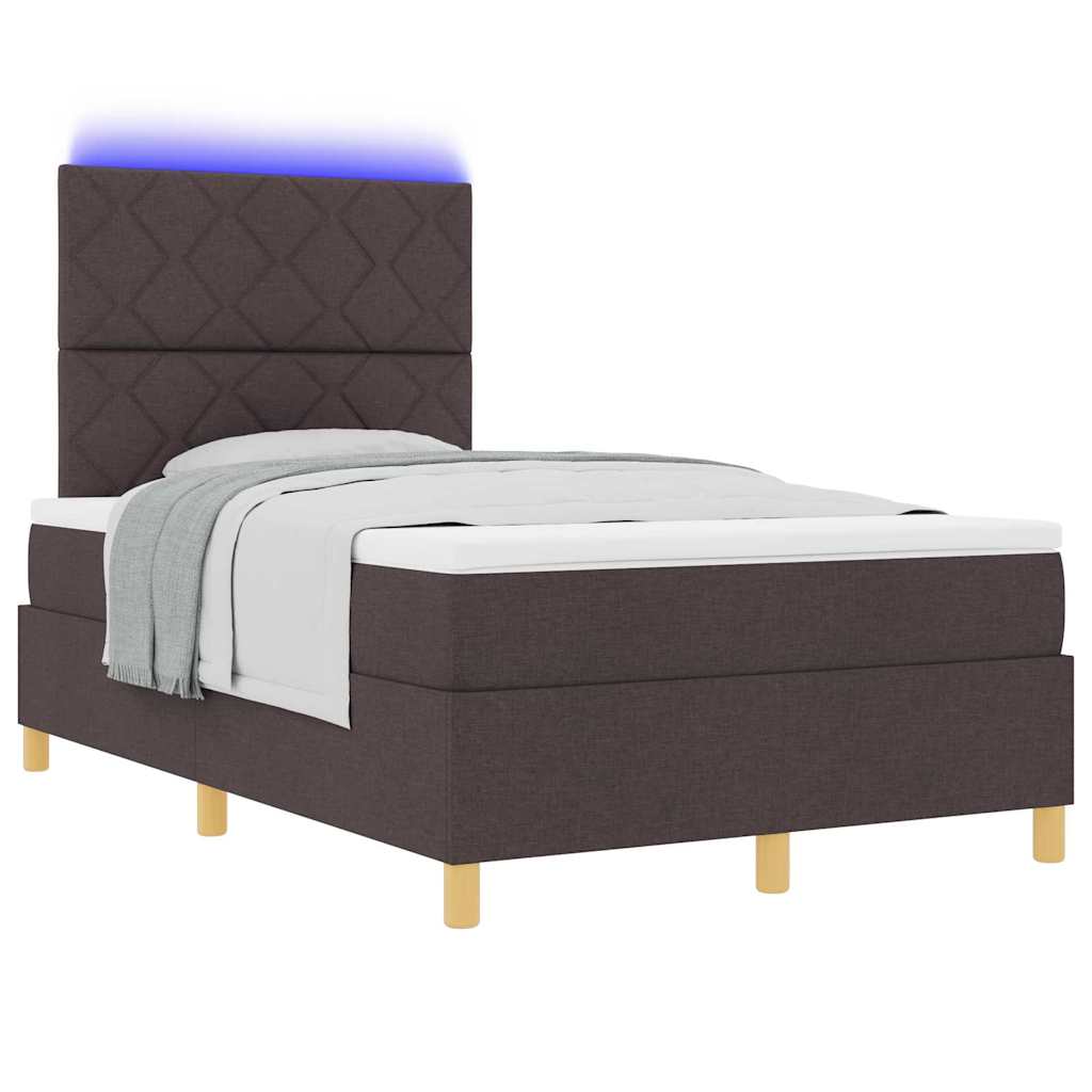 LED Box Spring Krevet Tamno smeđa 120 x 200 cm tkanina