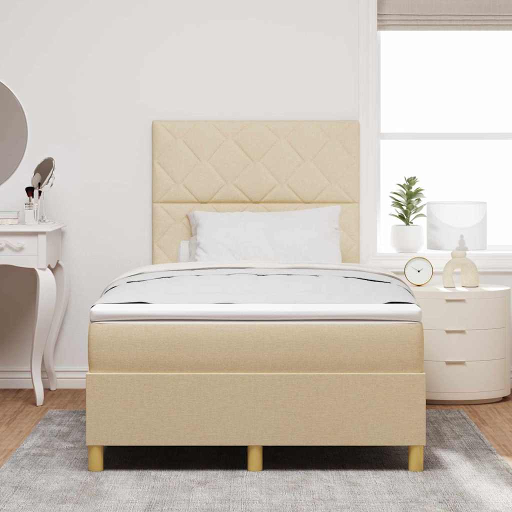 LED Box Spring Krevet s uzglavljem Krema 120 x 200 cm tkanina