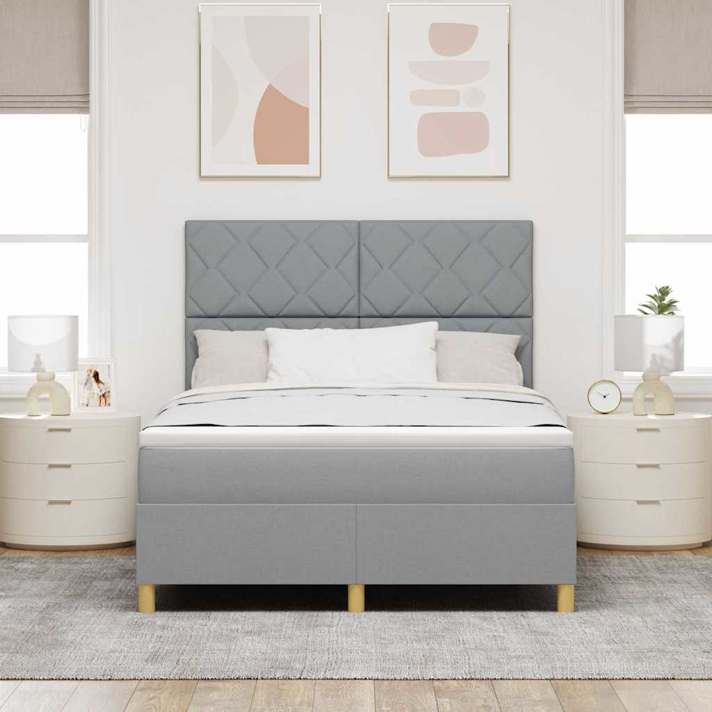 LED Box Spring Krevet Svijetlo siva 160 x 200 cm tkanina