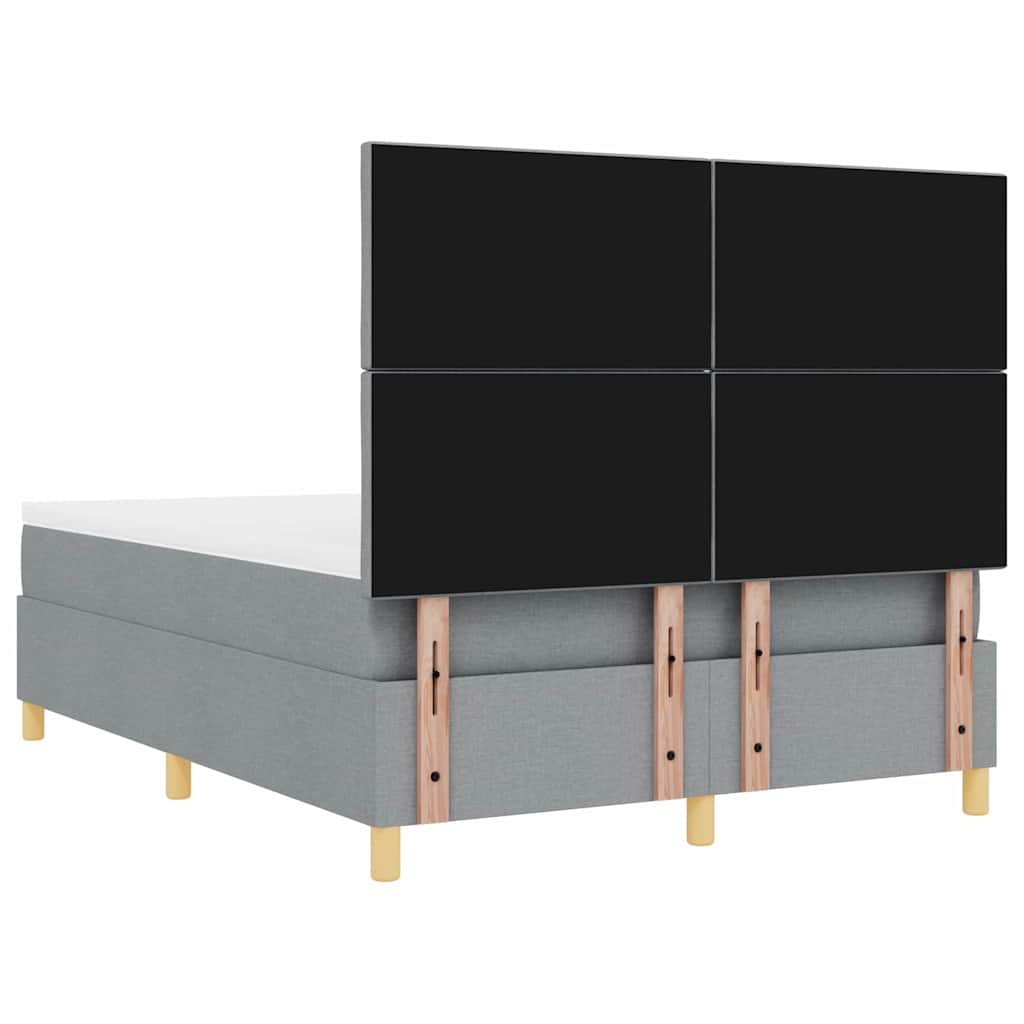 LED Box Spring Krevet Svijetlo siva 160 x 200 cm tkanina