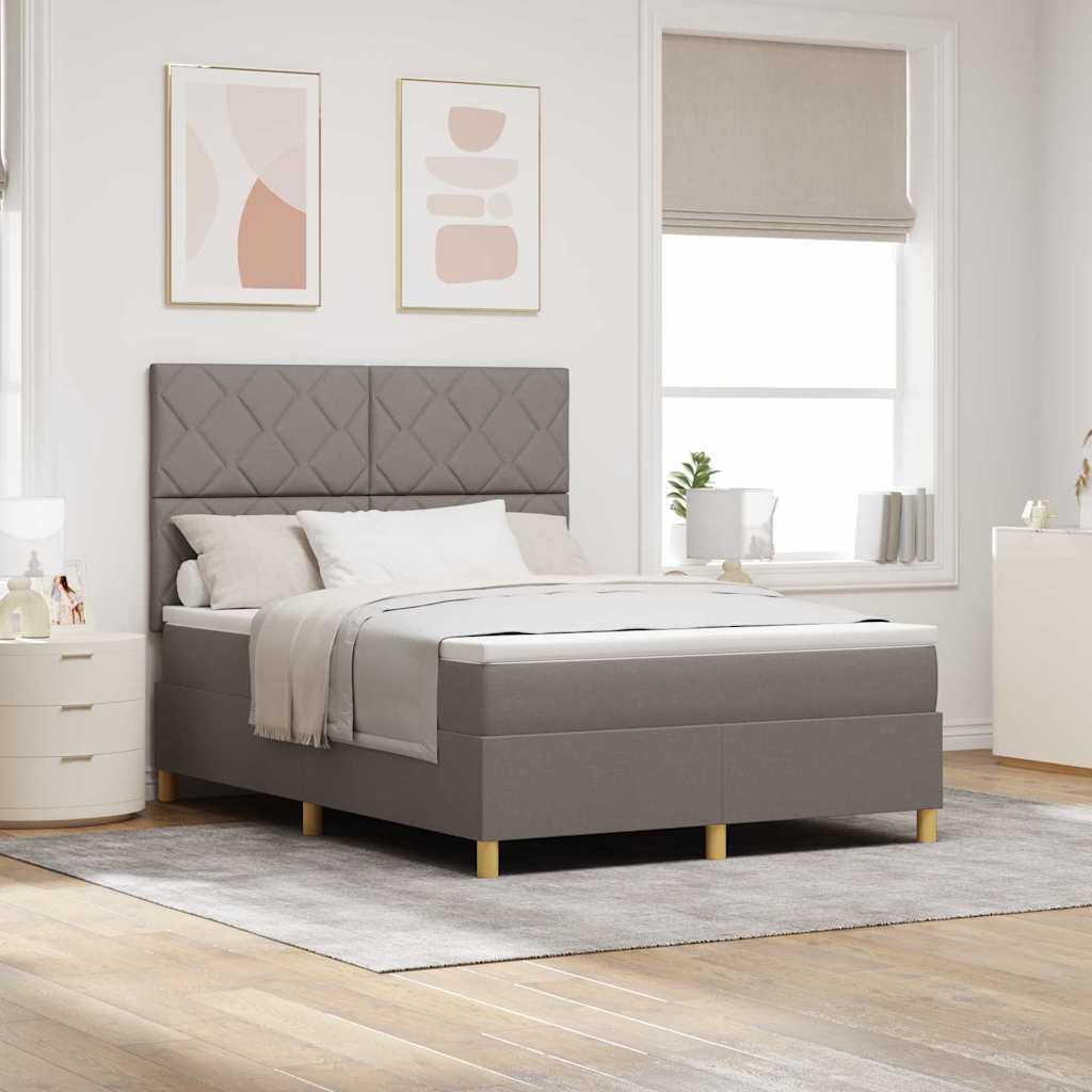 LED Box Spring Krevet Sivo-smeđa 160 x 200 cm tkanina