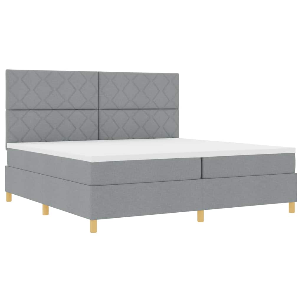 LED Box Spring Krevet Svijetlo siva 200 x 200 cm tkanina