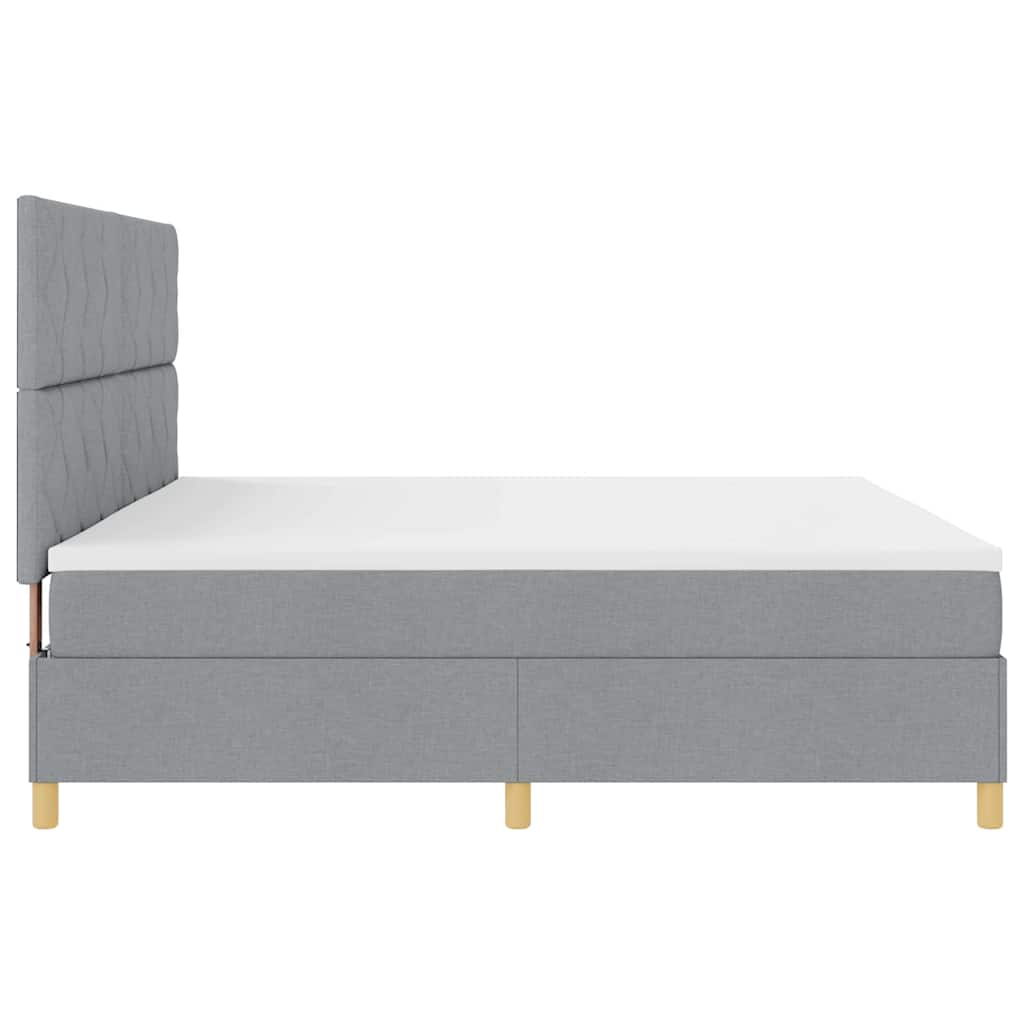 LED Box Spring Krevet Svijetlo siva 200 x 200 cm tkanina
