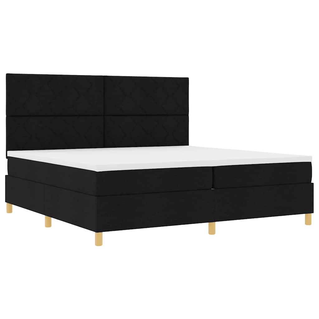 LED Box Spring Krevet s madracem Crna 200 x 200 cm tkanina