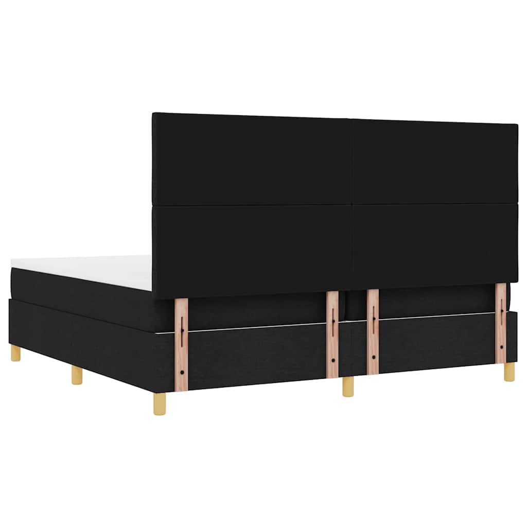 LED Box Spring Krevet s uzglavljem Crna 200 x 200 cm tkanina