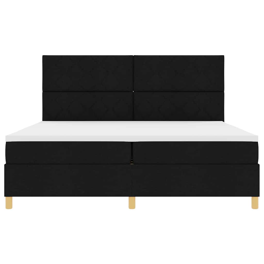 LED Box Spring Krevet s madracem Crna 200 x 200 cm tkanina