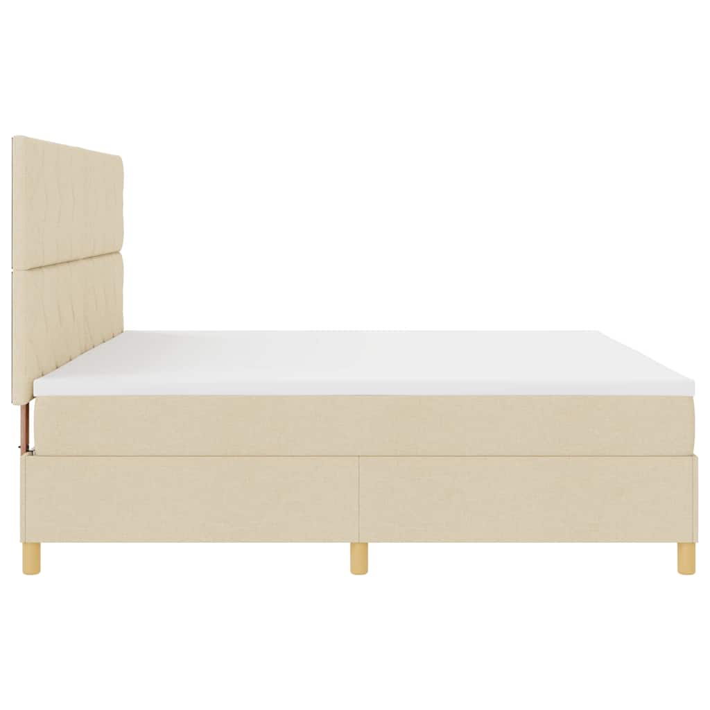 LED Box Spring Krevet s uzglavljem Krema 200 x 200 cm tkanina