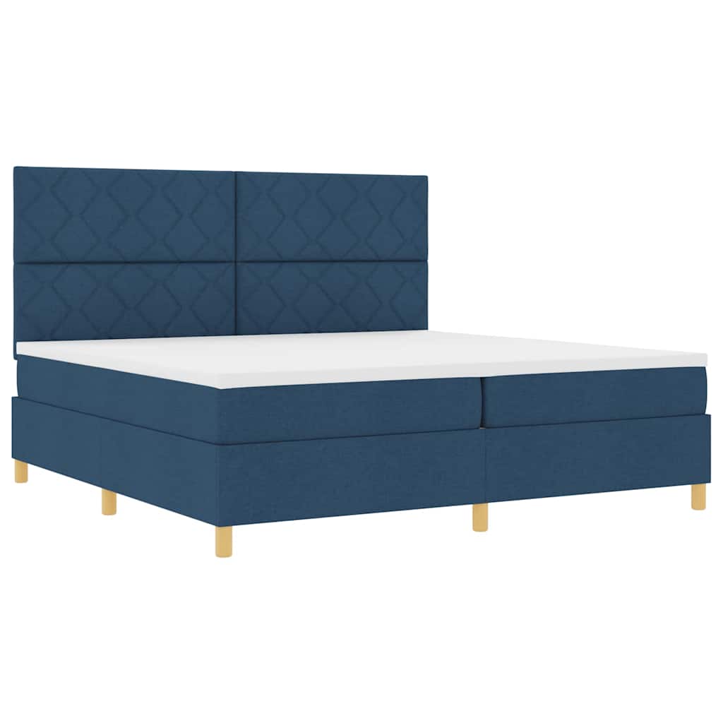 LED Box Spring Krevet s uzglavljem Plava 200 x 200 cm tkanina