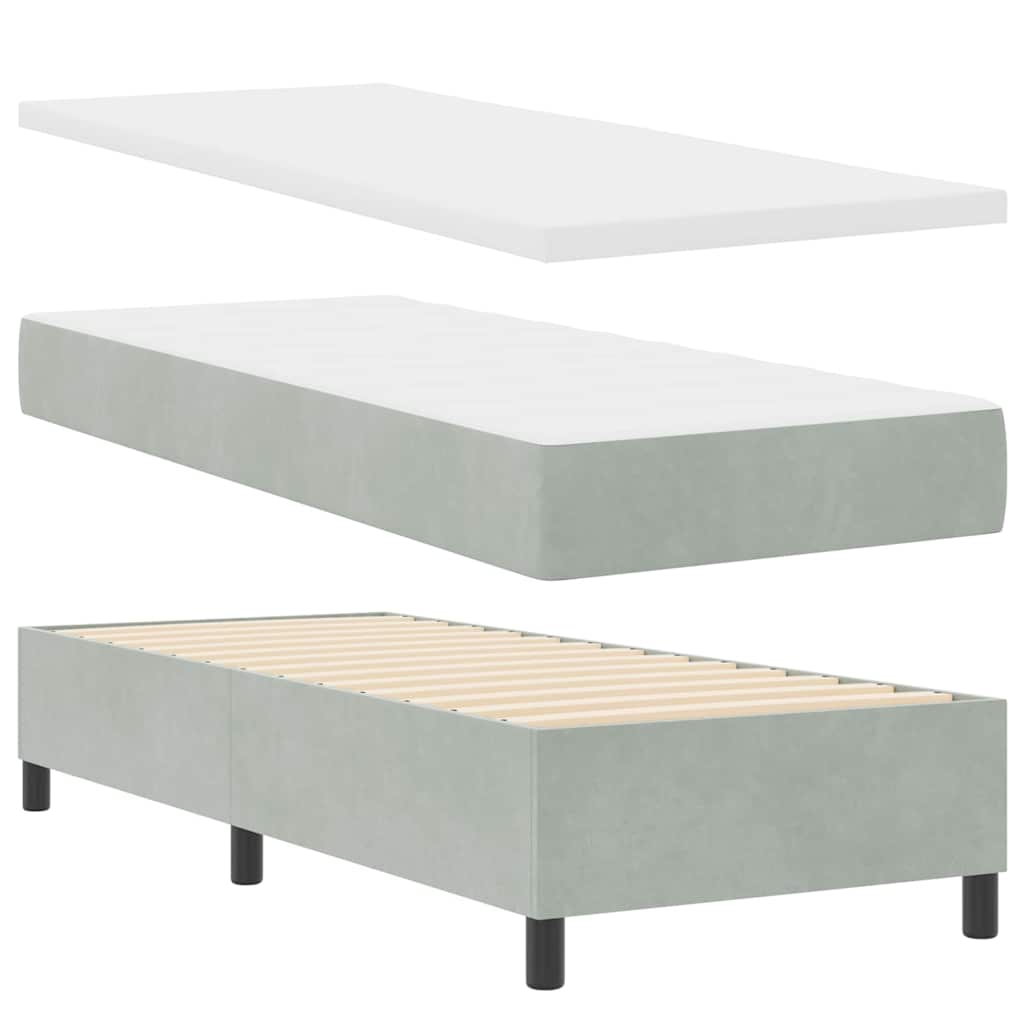 LED Box Spring Krevet Svijetlo siva 80 x 200 cm tkanina