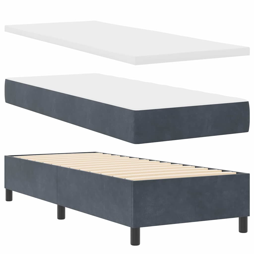 LED Box Spring Krevet s madracem Tamno siva 80 x 200 cm tkanina