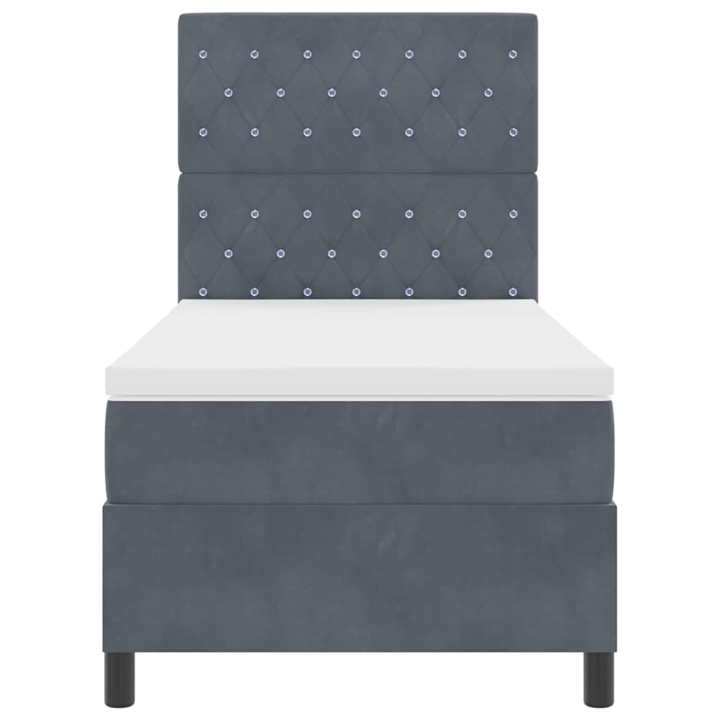 LED Box Spring Krevet s madracem Tamno siva 90 x 190 cm Baršun
