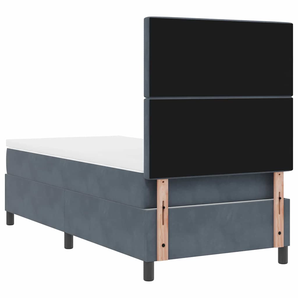 LED Box Spring Krevet s madracem Tamno siva 90 x 200 cm Baršun