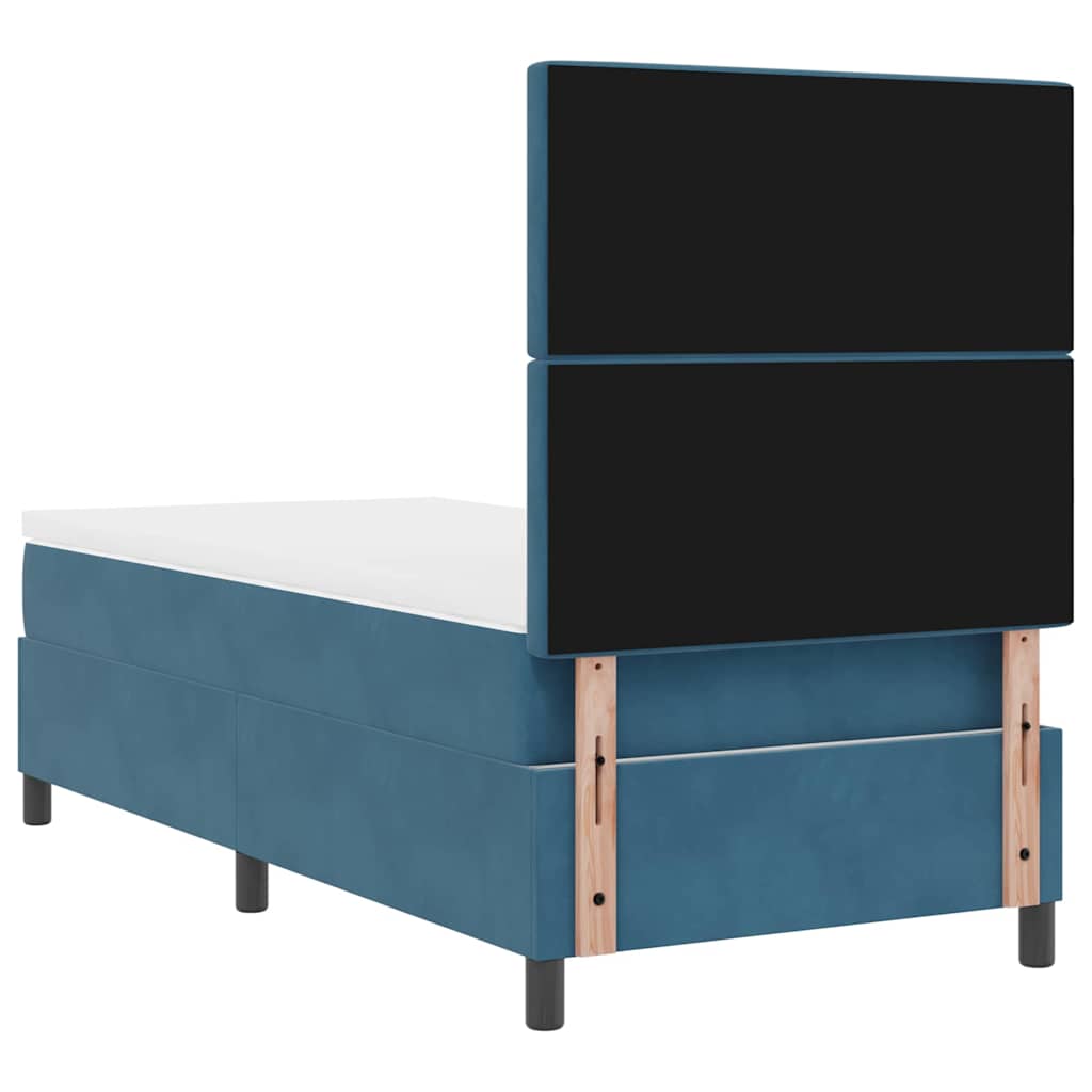 LED Box Spring Krevet s madracem Tamno plava 90 x 200 cm Baršun