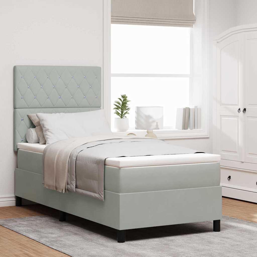 LED Box Spring Krevet Svijetlo siva 100 x 200 cm Baršun