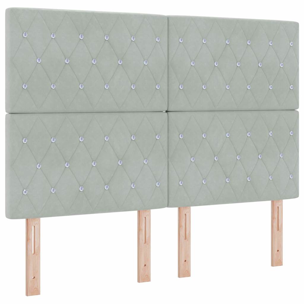 LED Box Spring Krevet Svijetlo siva 140 x 200 cm Baršun