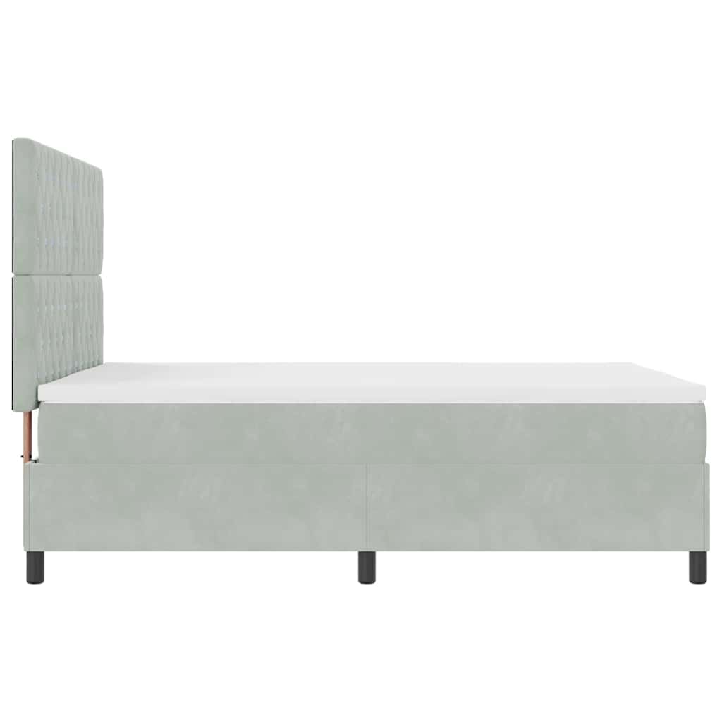 LED Box Spring Krevet Svijetlo siva 140 x 200 cm Baršun