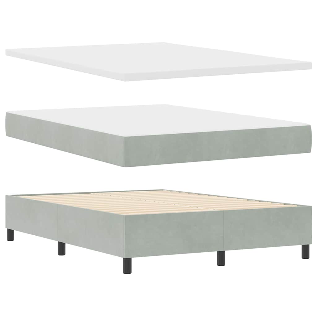 LED Box Spring Krevet Svijetlo siva 160 x 200 cm Baršun