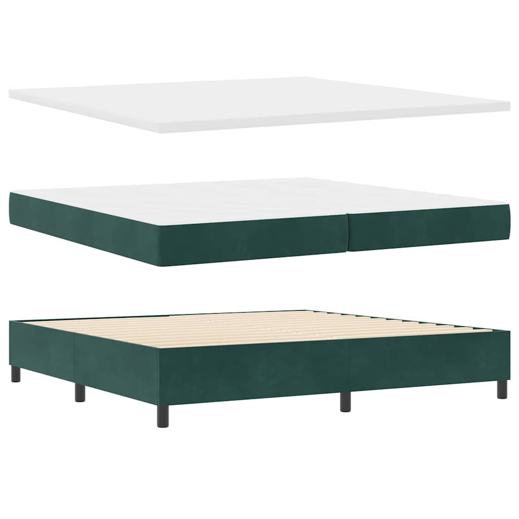 LED Box Spring Krevet Tamnozelena 200 x 200 cm Baršun