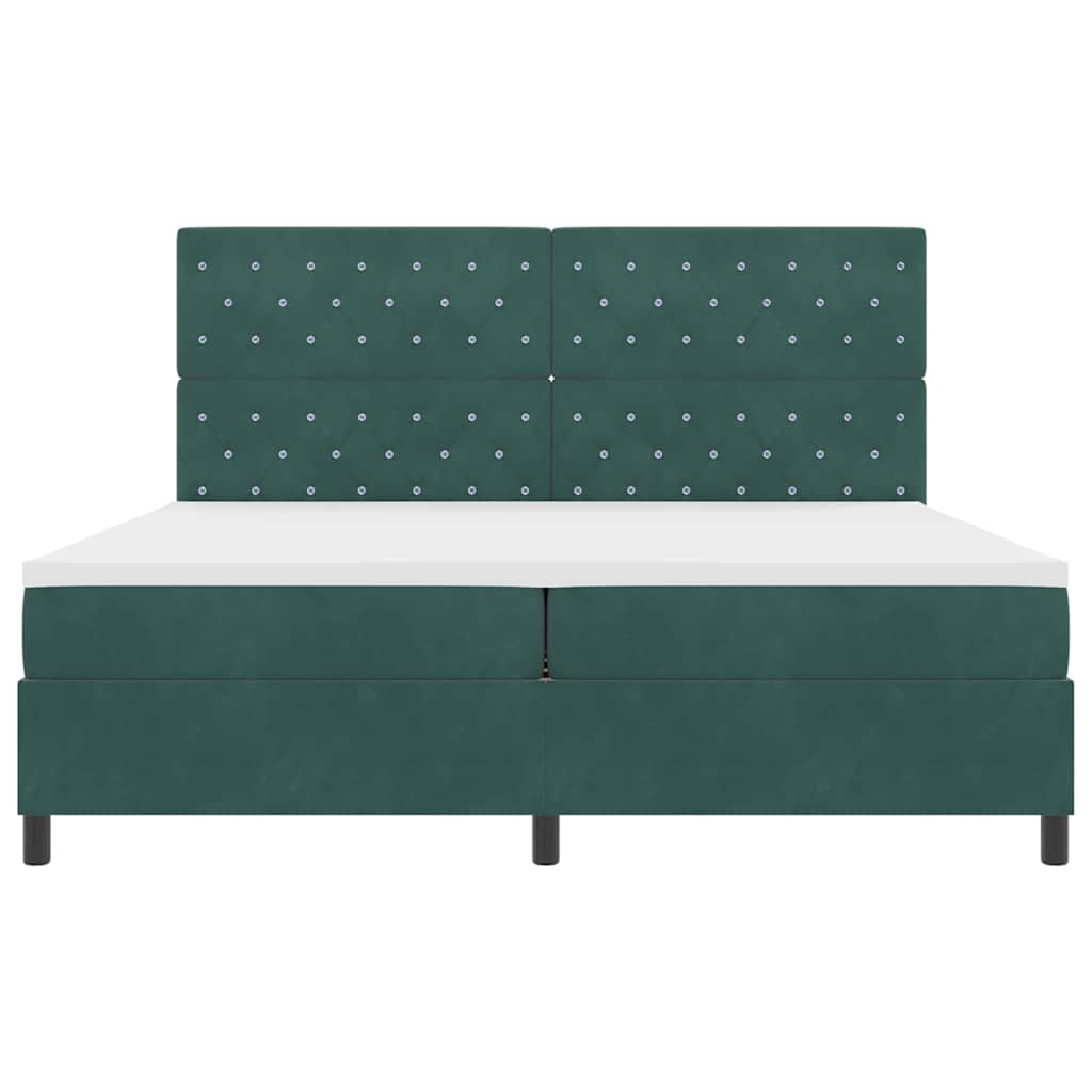 LED Box Spring Krevet Tamnozelena 200 x 200 cm Baršun