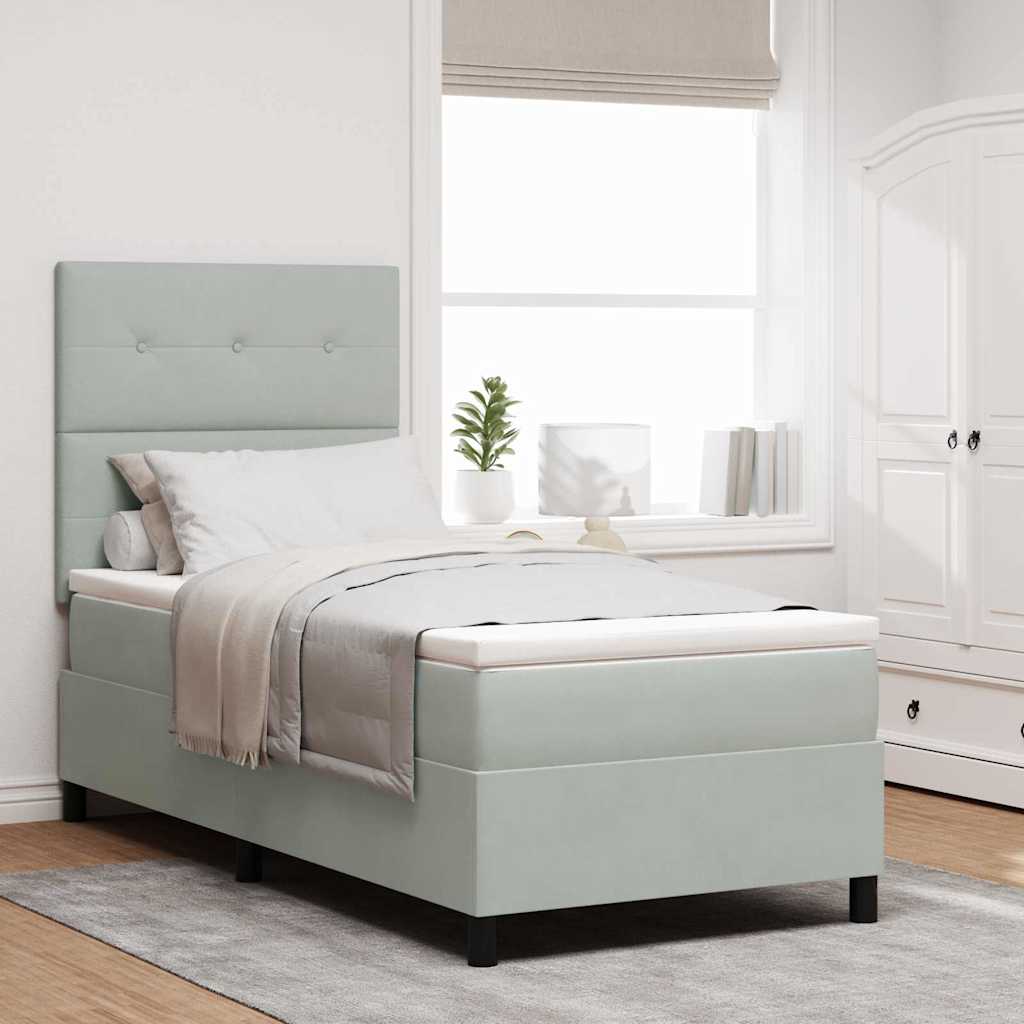 LED Box Spring Krevet Svijetlo siva 80 x 200 cm Baršun